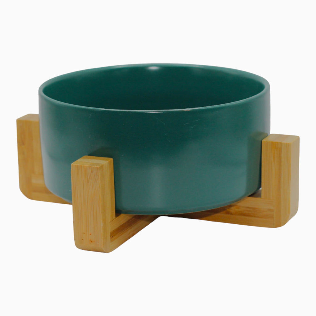 Classic Ceramic Bowl With Wooden Stand - Verter Pets - Bowl, Feeding, Food