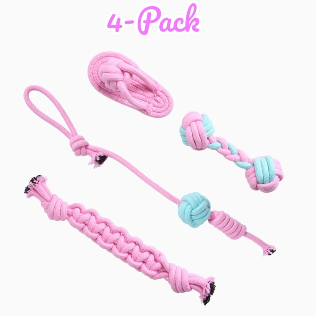 Pink Set (4) of ropes and a slipper - Verter Pets - Fun, Toys,