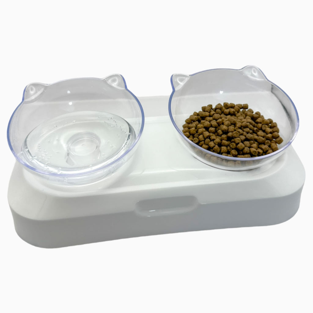 Slanted Cat Double Bowl - Verter Pets - Bowl, Feeding, Food