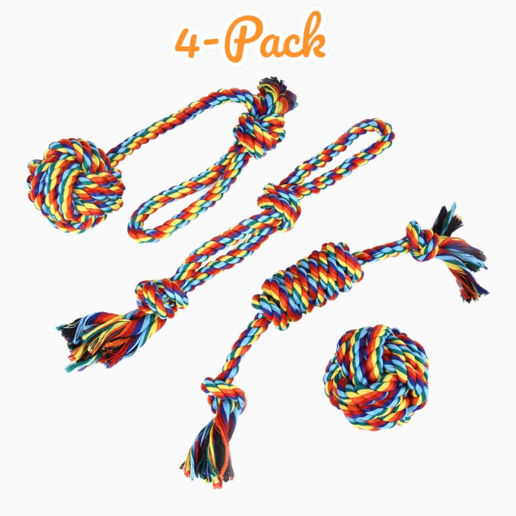 4 Pack Heavy Duty Knot Rope With Ball - Verter Pets - Fun, Toys,